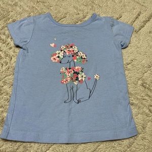3T girls light blue shirt with dog and flowers